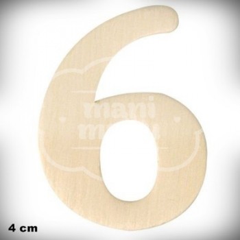 Número 6 en Madera de 4 cm